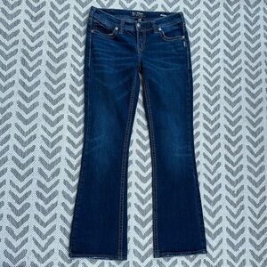 Silver AIKO super stretch mid boot size W/L 33 denim dark jeans